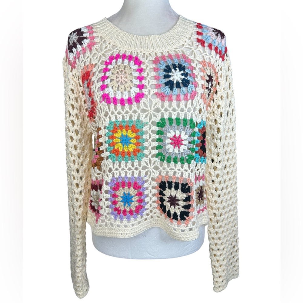 Debut Crochet Granny Square Sweater M
Open Knit Boho Patchwork Retro Cottagecore - Picture 2 of 10